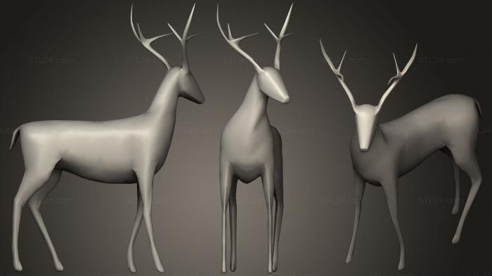 Animal figurines (Polygonal Deer, STKJ_1321) 3D models for cnc